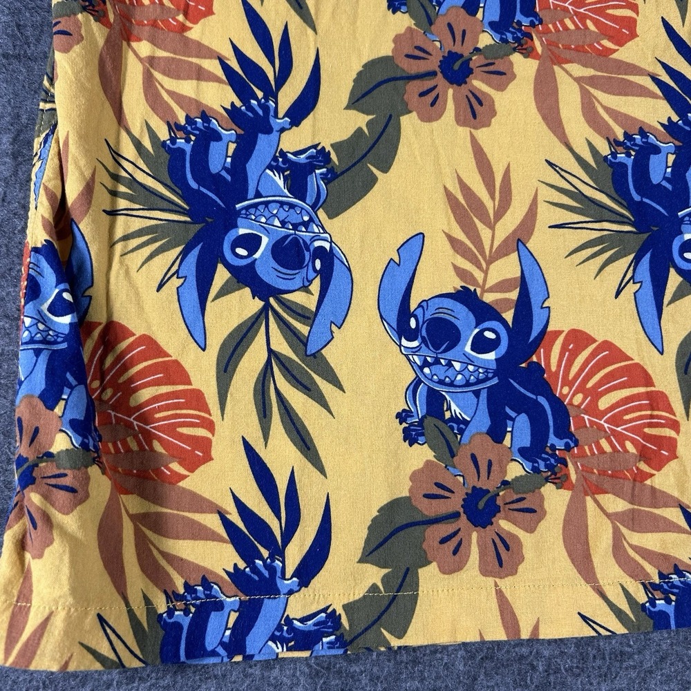 Disney Stitch Camp Shirt Men 2XL XXL AOP Graphic Print Button Up Short Sleeve